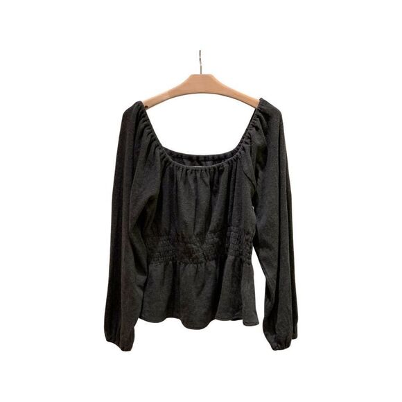 Madewell Plush Smocked Square-Neck Top - Picture 2 of 4